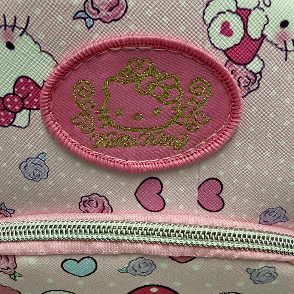 Hello Kitty Sanrio Pink Mini Backpack All Over Print Hearts Roses Kids Bag